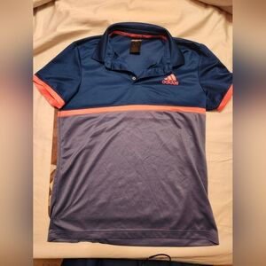 Adidas Men's Blue and Pink Polo Shirt